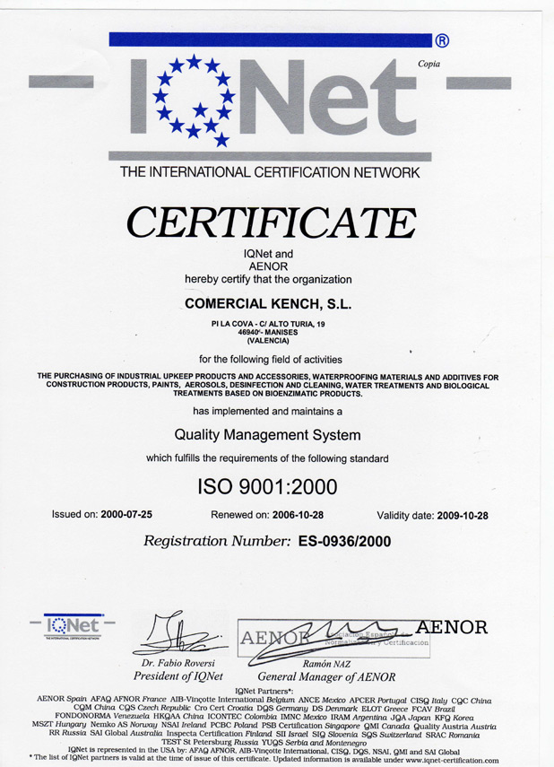 Certificado IQNET